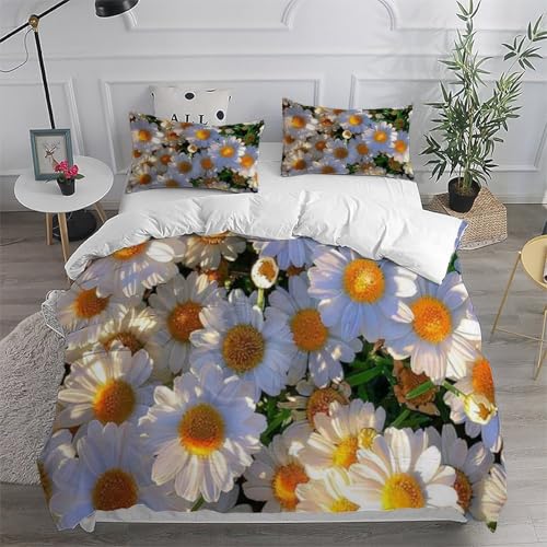 Parure de couette florale blanche 260x220cm microfibre premium