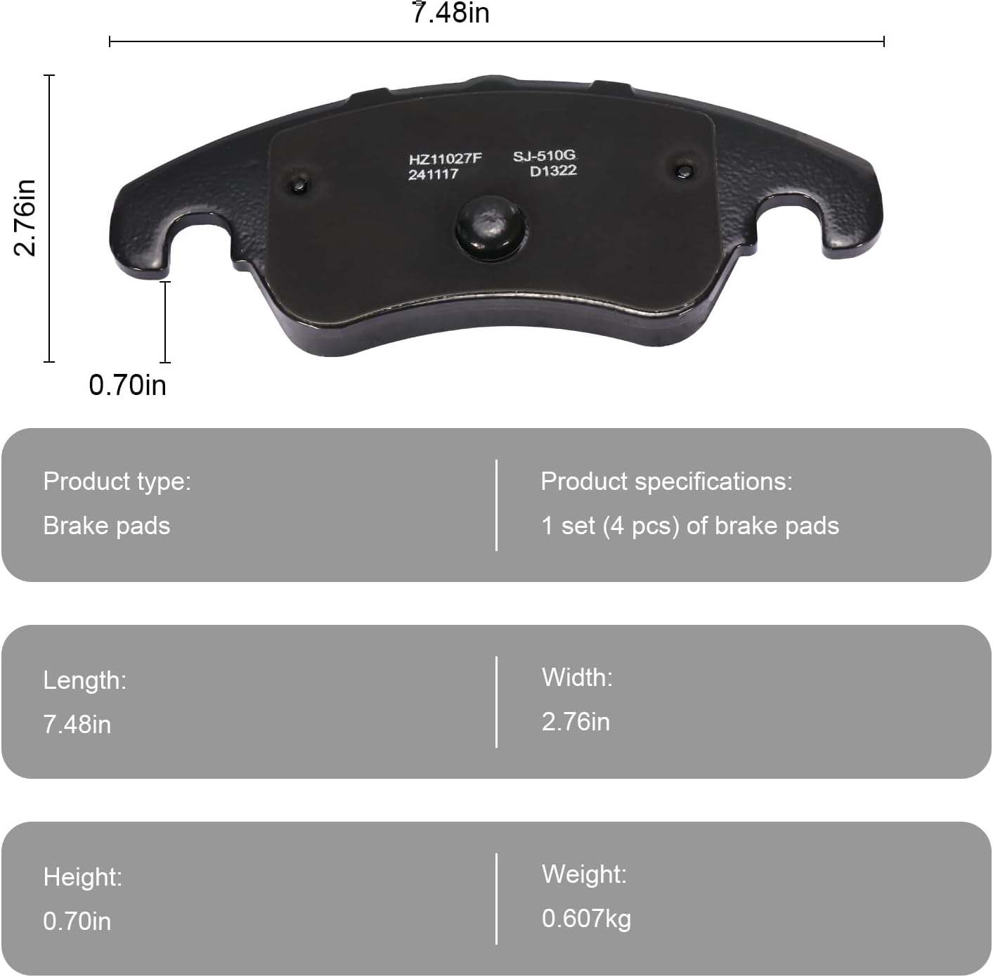 Front Rear Ceramic Brake Pads Kit Replacement Compatible with Audi Q5 A4 Quattro A5 allroad S5 KTC-100138