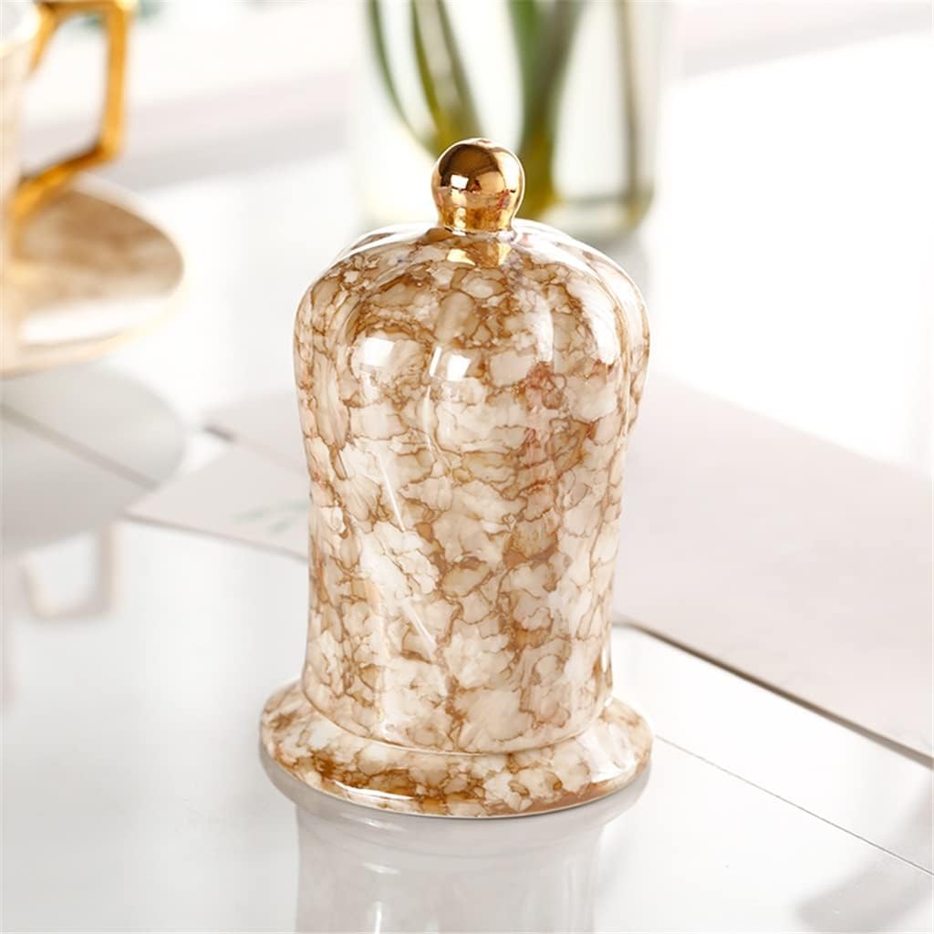 Pattern Ceramic Toothpick Holder Bathroom Accessories Storage Box with lid Cotton Swab Box Storage Box(E)