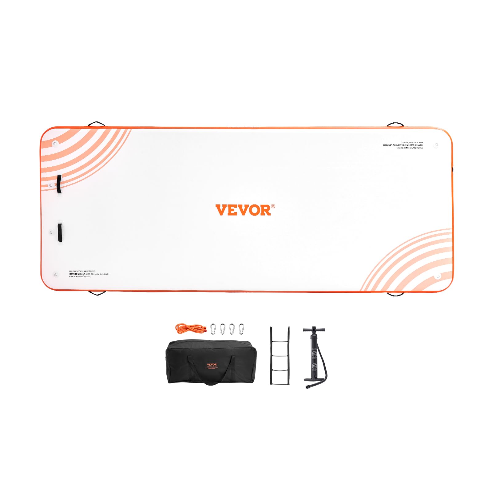 VEVOR Aufblasbares Schwimmdock, 4,57 x 1,82 m, Dockplattform, rutschfeste Wasserschwimmdockmatte mit tragbarer Tragetasche und Abnehmbarer Leiter, schwimmende Plattform-Inselfloß für Pool, Strand