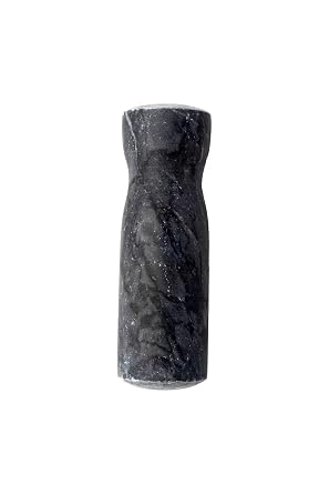 Natural Patterned Yekpare Marble Carving Havan Black Color Flat Model