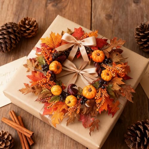 Couronne d'action de Grâce et d'automne pour décoration murale