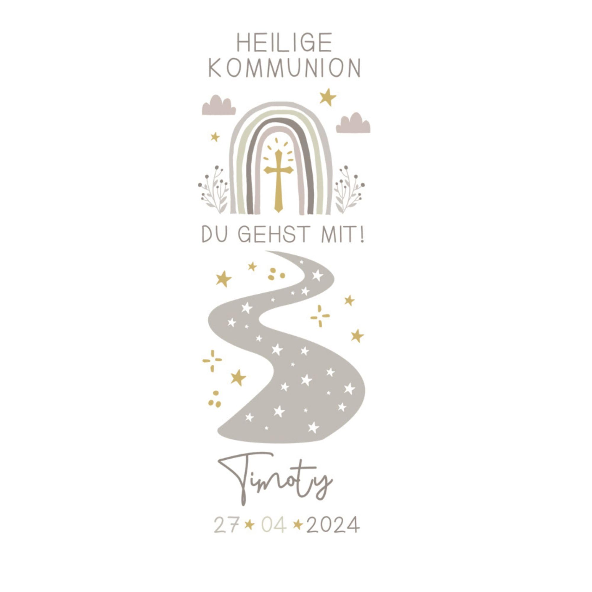 MilaBoo® Personalisierte Kerzentattoos für Taufe, Kommunion, Konfirmation, Hochzeit - 2er Set Wasserschiebefolie - Handgefertigt in Deutschland (grau)