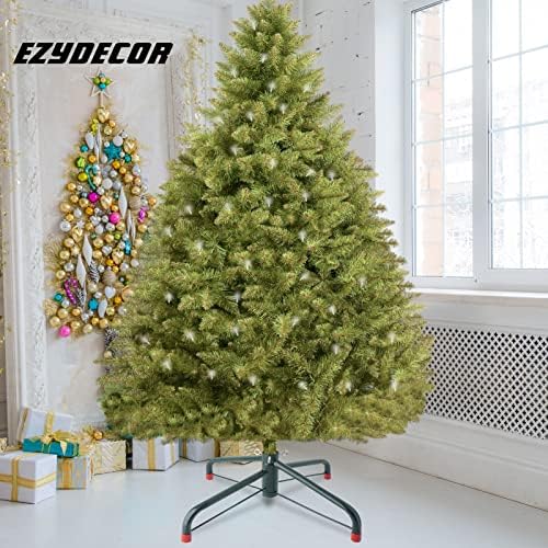 EZYDECOR Iron Christmas Tree Stand 21inch, Rolling Christmas tree stand for 3-7ft Artificial Tree, 3.5cm Inner Diameter Tree Holder (54cm) Green