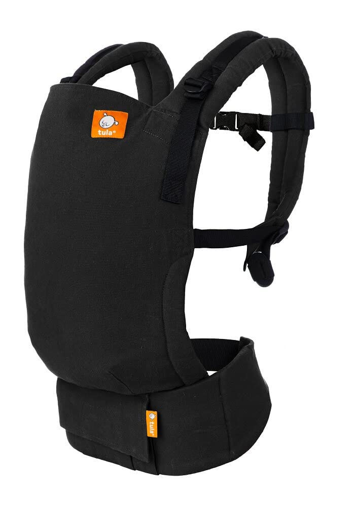 Tula Hemp Free-To-Grow Babytrage weich aus Bio Baumwolle und Hanf für Neugeborene ab Geburt (3,2-20,4 kg), Ergonomisch Baby-Tragetasche, Obsidian