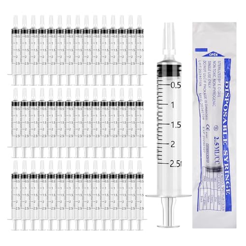 Spritzen 2ml 60 Stück Einzelverpackt Kolostrum Spritze Steril Brusternährungsset Futterspritze mit Deckel für Neugeborene Haustiere Pflanzenbewässerung Labor Hygienisch