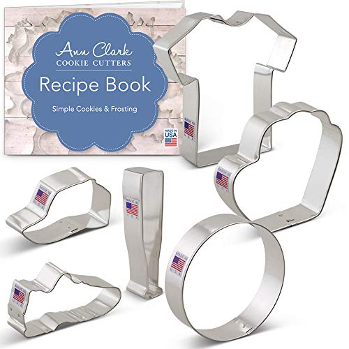 Ann Clark Cookie Cutters 6-Piece Baseball Cookie Cutter Set with Recipe Booklet, Bat, Ball, Glove, Jersey, Cap, Shoe