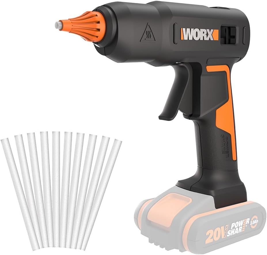 WORX WX045.9 20Volt 11MM Profesyonel Sıcak Mum Silikon Tabancası + 10 Silikon (Akü Dahil Değildir)