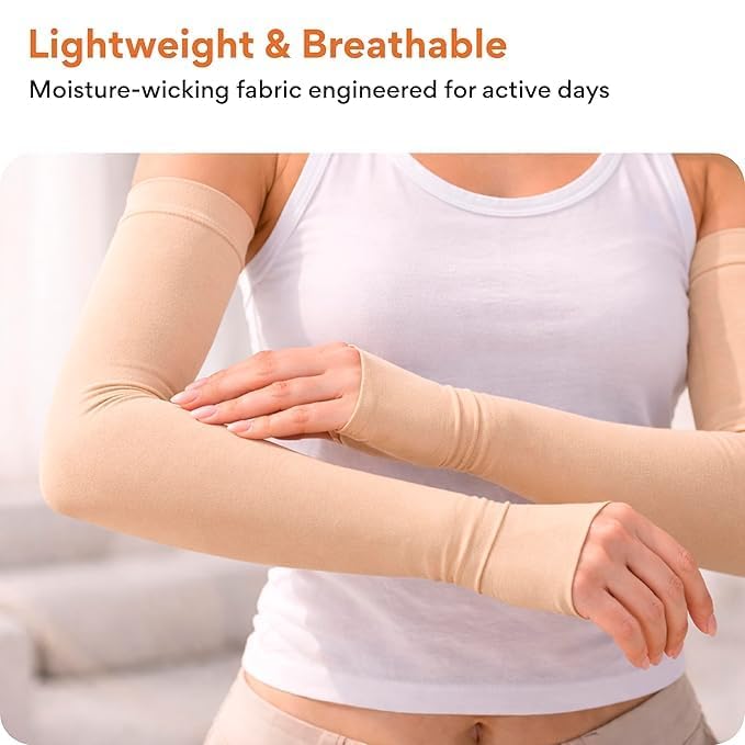 Image of Arm Sleeve UV Protection Cooling Arm Sleeves for Sports Driving Sun Protection Full Hand Gloves Arm Cover For Unisex with Thumb Hole for Boys Girls