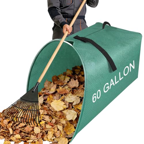 60 Gallon Large Leaf Collector Dustpan-Style Lawn and Leaf Bags Collapsible Yard Waste Bags Easy Storage & Transport Reusable Leaf Pick Up Garden Bag for Leaves Grass Debris Lawn Trash
