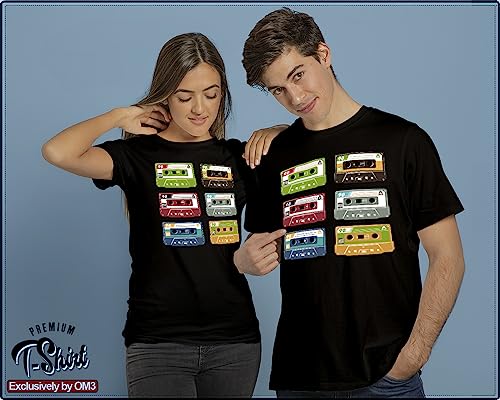 T-shirt manches longues rétro musique cassette pour homme noir M - 4
