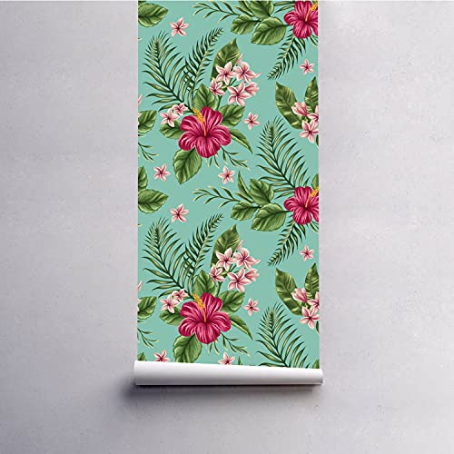 Papier peint hibiscus tropical pour salon et chambre moderne 360x250 cm - 5