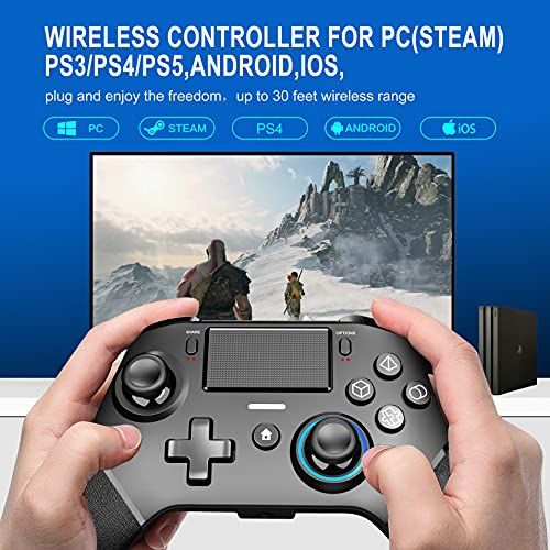Wireless Pro Controller For Ps4/Ps4 Slim/Ps4 Pro Compatible Pc, Steam, Android And Ios, Mac, With Back Buttons, Turbo, Vibration, Game Joystick Gamepad Wireless/Wired (Dark Black) #TOP1