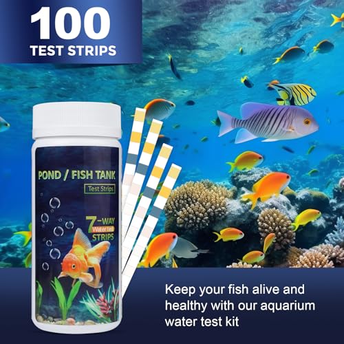 7 in 1 Aquarium Test Strips, 100 Strips Fish Tank Water Quality Test Freshwater Saltwater Test Kit for Test pH, Carbonate, Alkalinity, Hardness, Chlorine, Nitrite, Nitrate Aquarium Water Testing - Thumbnail 5