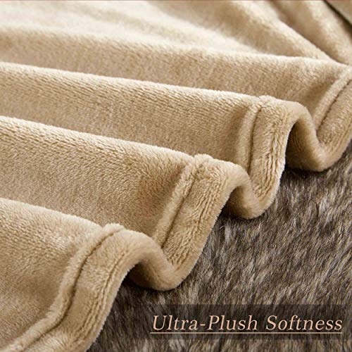 MERRYLIFE Throw Blanket for Couch|Ultra-Plush Soft Colorful Oversized | Chair Travel Plush Blanket Throws | (50" 60", Beige)