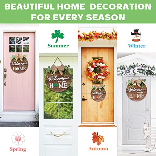decalmile Welcome Sign for Front Door with 14 Changeable Icons Rustic ...