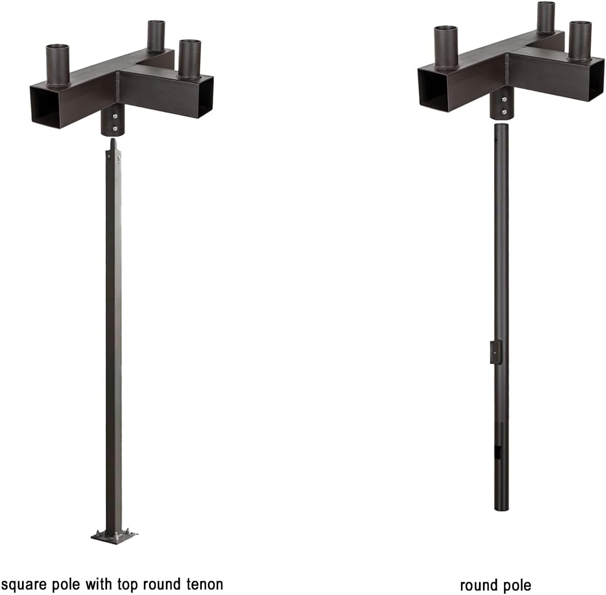 Low Profile Round Light Pole Bull Horns Mounting Bracket for 3 Lights 90 Degree Tenon Bronze Stainless Steel Bullhorn Adjustable Slip Fitter Parking Lot Light Accessories