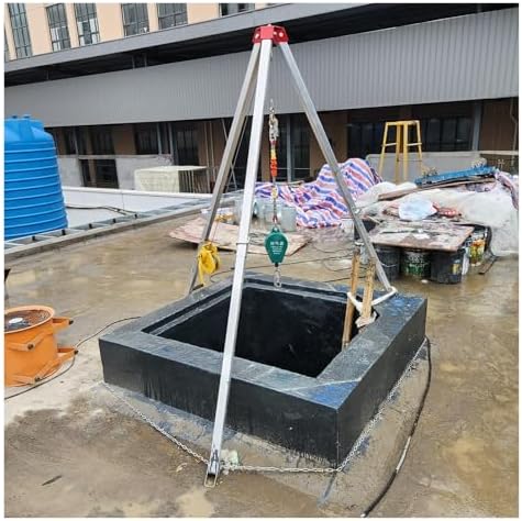 Portable Emergency Rescue Tripod Kit - Adjustable Height Hoist with Hand Winch & Anti-Fall Device for Confined Space Rescue & Life-Saving Operations