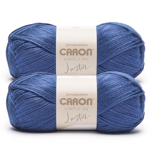 Image of Caron Simply Me Luster Yarn for Crocheting Soft, Electric Blue, 2-Pack