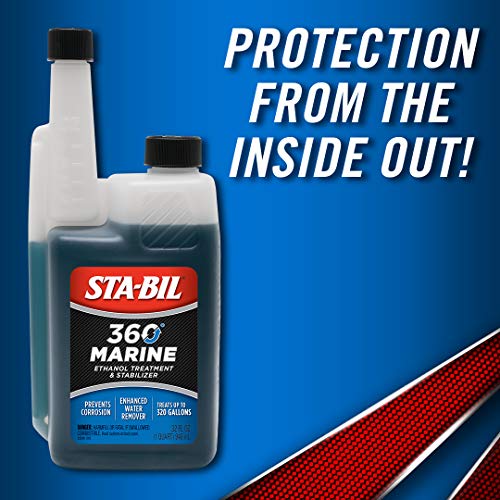 Image of STA-BIL 32 oz. (Pack of 6) (22240-6PK) 360 Marine Ethanol Treatment Stabilizer-Prevents Corrosion-Helps Clean Fuel System For Improved In-Season Performance-Treats Up To 320 Gallons, 32 fl. oz. 6 Pack | Fuel system and injector cleaner for boats, watercraft that removes water, helps protect against corrosion and ethanol damage