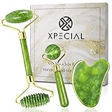 XPECIAL Gua Sha & Jade Roller 3 in 1, Face Roller, Guasha Facial Massage Skin Care Tool Set, Massager for Removal of Wrinkles & Eye Puffiness, Anti-Aging & Body Relaxation