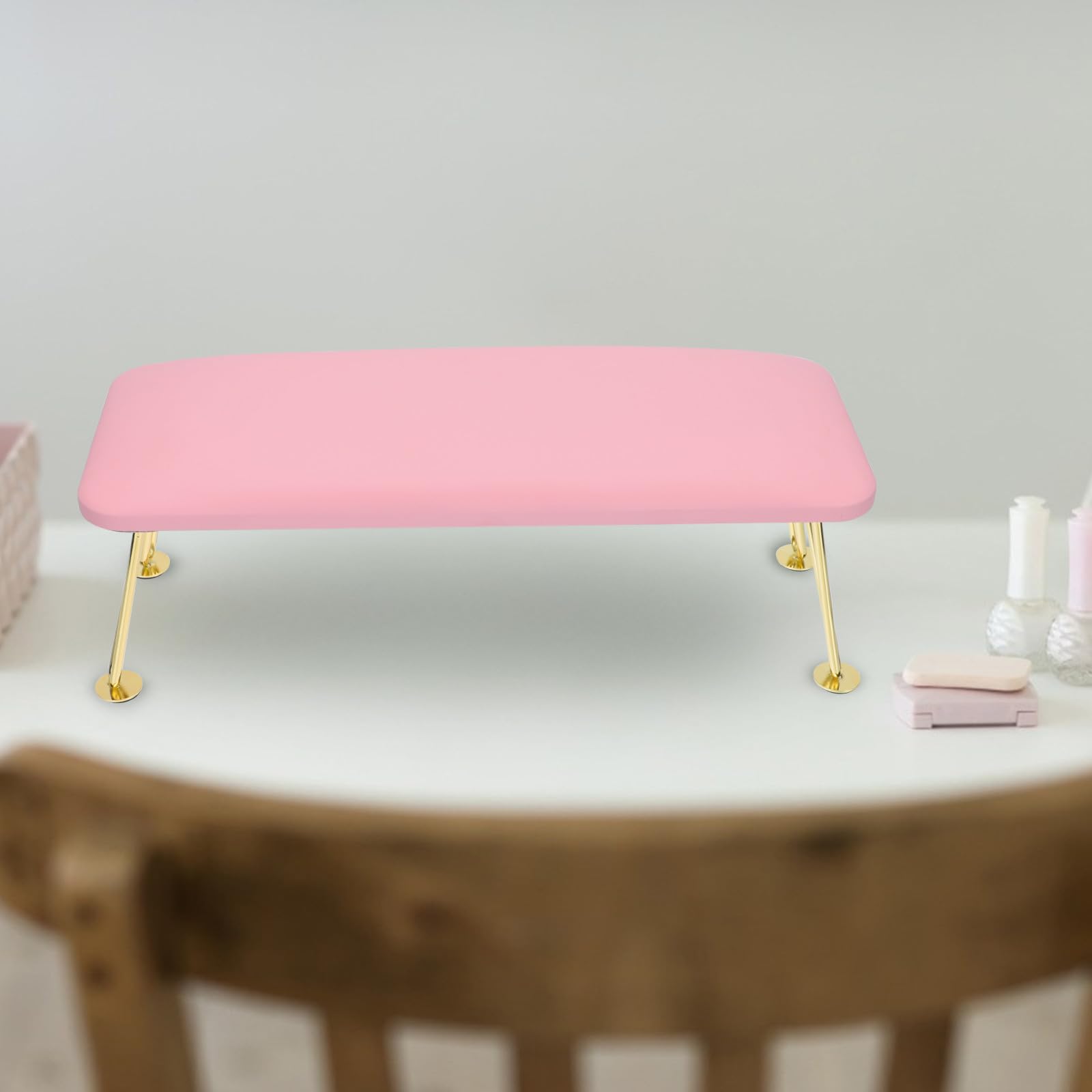 Cuscino per Manicure in Pelle Rosa Supporto Polso Ergonomico per Nail Art Antifatica e Poggiamano Estetista per Uso Professionale e Domestico