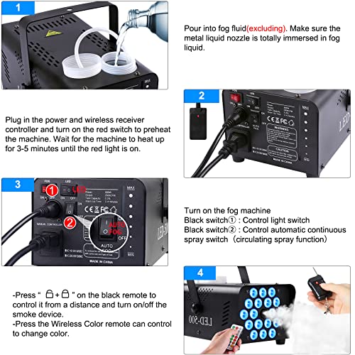 Upstartech Upgraded Fog Machine With Lights 18 Led, Protable 500W Smoke Machine With 13 Color Lights Effect And Remote Control, Outdoor Smoke Machine Fog Automotive For Parties Halloween Wedding Dj #TOP6