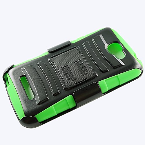 Mstechcorp(Tm) For Alcatel One Touch Fierce 2 T-Mobile Hybrid Double Layer Commuter (Full Body Armor) Protective Tough Case W/ Kickstand + [Belt Clip Pouch] (Pouch Black Green) #TOP3
