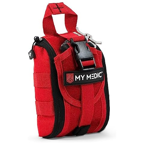My Medic - TFAK - Ifak Trauma Kit with Tourniquet - HSA/FSA Approved - Over 35 Essential Life Saving First Aid Items for Car or Travel - Red Cover