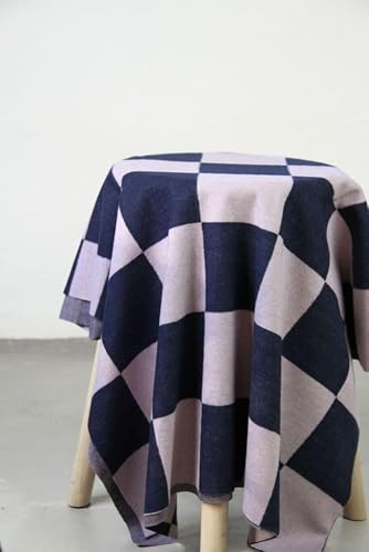 Mind The MAKER Navy, Purple Organic Brushed Square Stretch Knit Fabric, 145cm Wide - Cut per metre