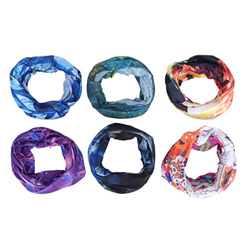 Frcolor 6pcs Outdoor Magic Headwears Elastic Seamless Bandana Scarf Sport Headwears(Ramdon Color)