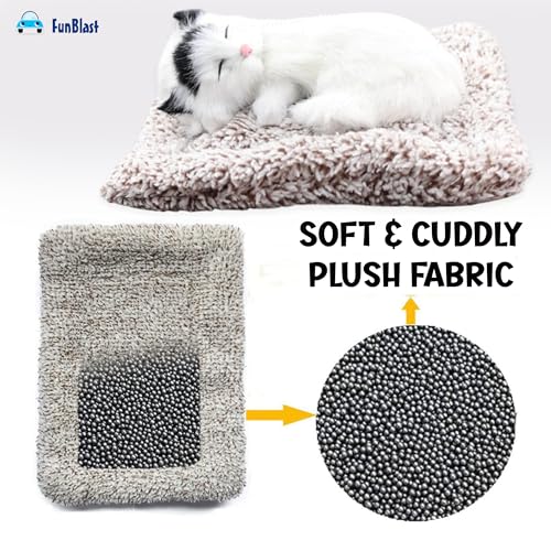 Image of FunBlast Cute Sleeping Cat Plush Toy with Meow Sound, Gift for Kids, Toy Accessories for Car Dashboard (White)