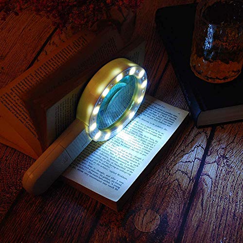 Image of ZURATO Magnifying Glass 30X, Large Magnifier with Light, LED Illuminated & Handheld, Premium High Power Magnify Glass for Reading Books, Newspaper, Seniors, Macular Degeneration, Stamps