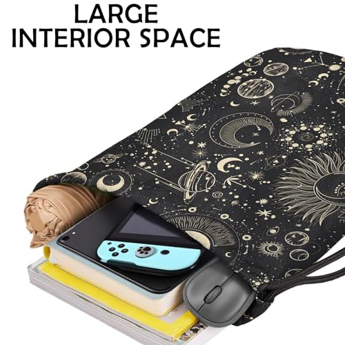 Drawstring Backpack Draw String Bag Sports Gym Bags Waterproof Cute Aesthetic Sackpack for Unisex Women Sports Beach Travel(13"×17")-Moon4