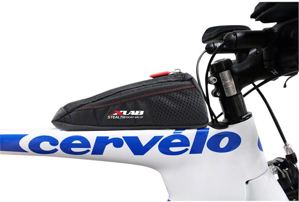 XLAB Stealth Pocket 200 XP – Bolt On Aerodynamic Top Tube Bag with Exterior Mesh Pockets for Triathlon and Gravel Bikes