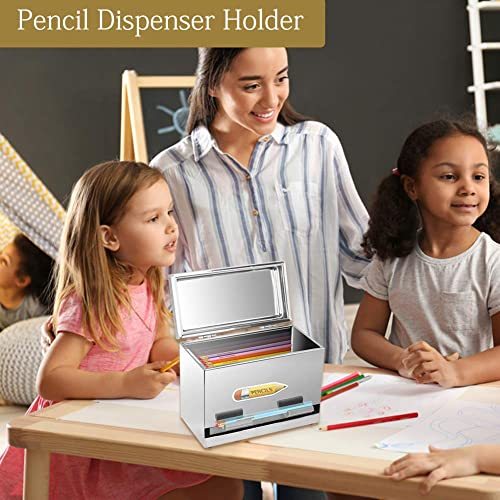 Ibnotuiy Stainless Steel Pencil Holder/Pencil Dispenser For Classroom Office Home Bulk Pencil Storage And Restaurant Bar Bulk Unwrapped Drinking Straws Storage (Silver) #TOP2