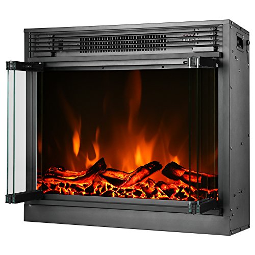 e-Flame USA Montreal 26-inch LED Electric Fireplace Stove Insert with Remote - 3-D Log and Fire Effect