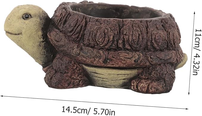 Image of Cute Turtle Shaped Succulent Flower Pot | Handcrafted Resin Turtle Planter | Decorative Animal Design Mini Plant Pot for Desk, Balcony, Home, and Office Decoration