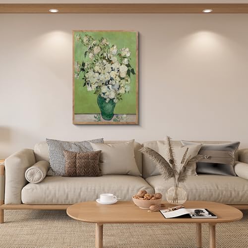 阪画屋 ゴッホ アートパネル アートボード ポスター 玄関 壁画 壁掛け 壁飾り 部屋飾り 飾り絵 絵 絵画 油絵 ソファの背景画 インテリア 現代 モダン フレーム 額付き 木枠付きの完成品 木目調 キャンバス 風水 風景画 プレゼント ギフト 30×40 [5]