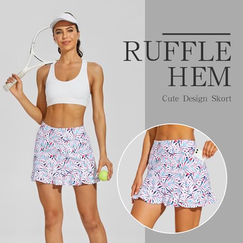 Image of M MOTEEPI Women's Golf Skorts with Pockets High Waisted Tennis Skirt for Women Built-in Shorts 2026 Summer Ruffle Swim Skirt