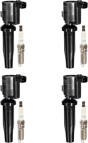 Vplus Juego de 4 bobinas de encendido FD505 y bujías SP530, Replease DG541 DG507 DG504 Compatible con Escape Focus Tribute Mariner C-Max Fusion