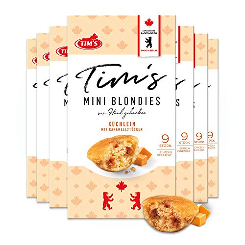 Tims Mini Blondies 7x 180 g I Mini Gebäck mit Karamell Vanille Geschmack I Einzeln verpackte, saftige Küchlein ohne Konservierungsstoffe I Traditionelle kanadische Backwaren Made in Germany