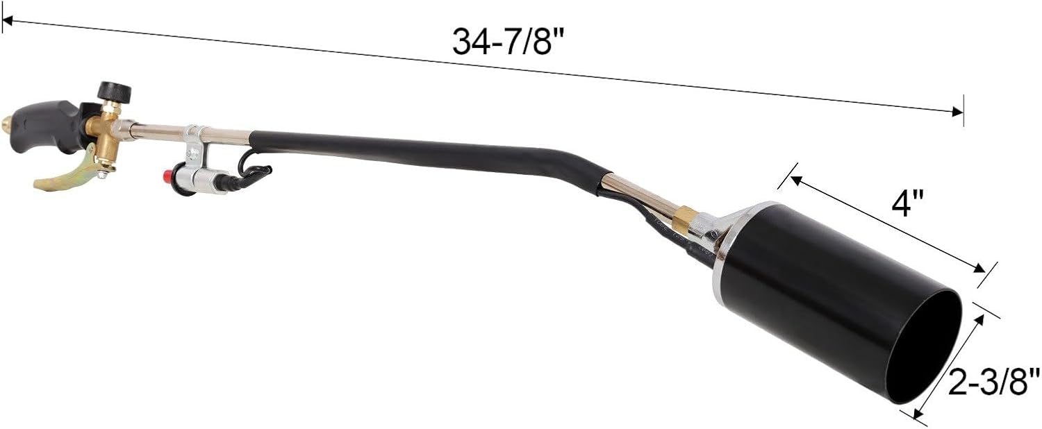 Propane Torch Weed Burner with 10FT Hose & Self Igniter, High Output Flame Weeder Torch Kit Reaches 3600°F, Steel Construction Blow Torch for Weeding, Roofing, Ice Melting, Black