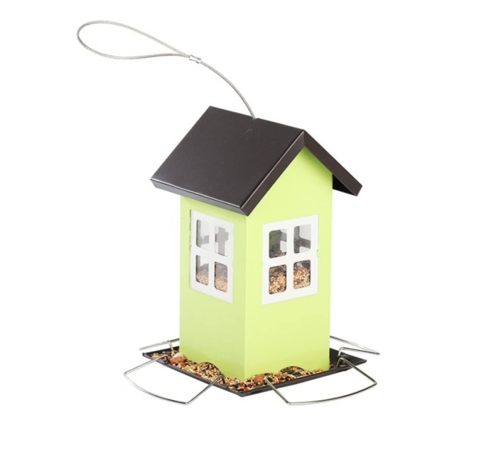 Karmnik dla Dzikich Ptaków Bird Feeder Matal Karmnik Dla Ptaków Pojemnik Na Jedzenie Zewnątrz Artykuły Zwierząt Dekoracja Ogrodowa Wróbli(19 * 19 * 20cm)