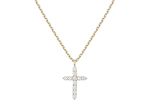 14K Gold Plated Cubic Zirconia Cross Necklace for Women