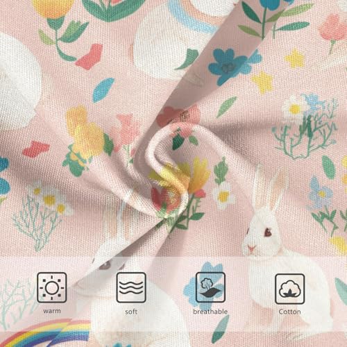 Wusikd Rabbits Rainbows Girls' Underwear Cotton Flowers Girls Briefs Soft Toddler Underwear 2T3