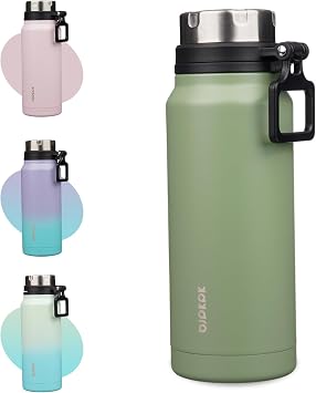 BJPKPK 32oz Insulated Water Bottle with Handle BPA Free Stainless Steel Travel Thermal Flask Reusable Large Water Bottle,Forest Green
