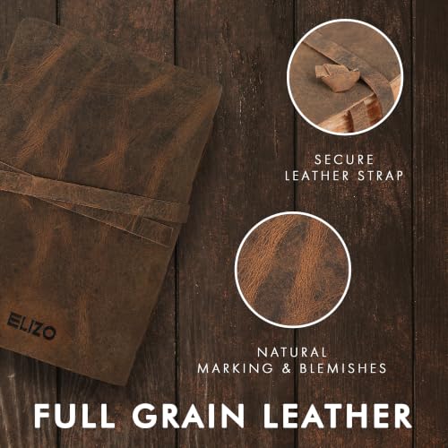 Grimoire fait main en cuir véritable avec fermeture à sangle ELIZO