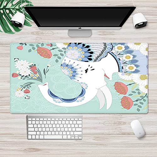 Tapis de souris gaming antidérapant et grand sous-main XXL motif éléphant 3D