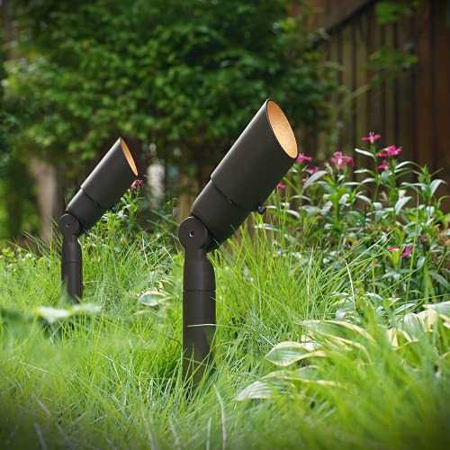 Goodsmann Low Voltage Spotlight Landscape Lighting 2Pk 3W 200 Lumens Outdoor Lights And 2Pk Path Lights 1.5W 100 Lumens Floodlight Metal Stake And Connector For Garden Pathway And Driveway #TOP5